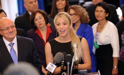 Singer Shakira joined the White House Initiative on Educational Excellence for Hispanics to improve academic excellence and expanding educational opportunities, during an event at the White House in Washington, D.C., Thursday, October 6, 2011. (Olivier Douliery/Abaca Press/MCT)