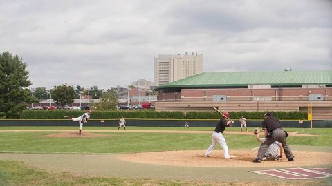 UMass baseball played the alumni on Saturday.  (Shannon Broderick/Daily Collegian)