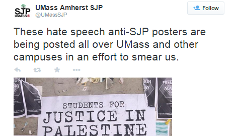 Posters likening Students for Justice in Palestine to Hamas militants found across campus Monday