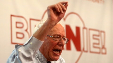 Sen. Bernie Sanders speaks during the Brunch with Bernie event at the National Nurses United office in Oakland, Calif., on Aug. 10, 2015. (Aric Crabb/MCT)