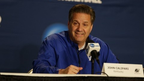 Kentucky head coach John Calipari answers questions from the media during a NCAA Tournament news conference on Friday, March 20, 2015, at the KFC Yum! Center in Louisville, Ky. (Mark Cornelison/Lexington Herald-Leader/TNS)