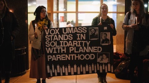 Wednesday evening VOX UMass hosted a candlelight Vigil in Solidarity With Planned Parenthood Colorado Springs. 
(Judith Gibson-Okunieff/Daily Collegian)