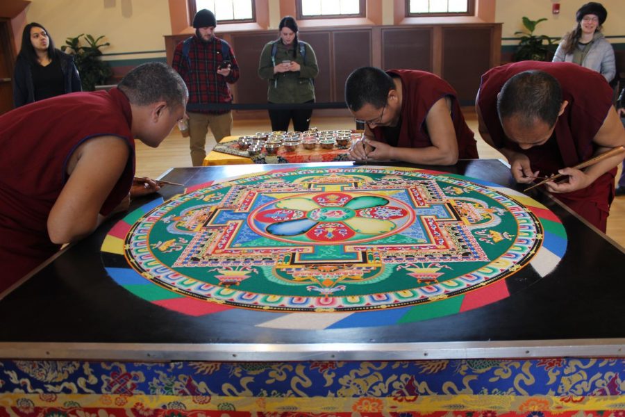 Tibetan monks bless UMass through the creation of sand mandalas