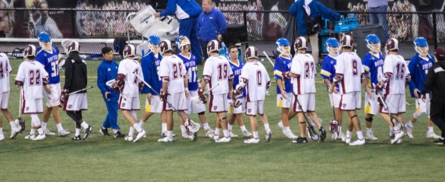 UMass and Hofstra shake hands after last Fridays game. 