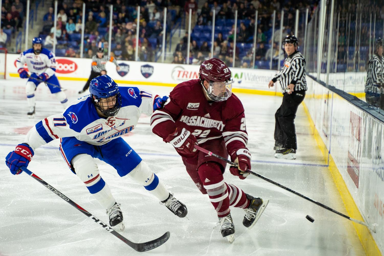 No. 2 UMass shut out by No. 15 UMass Lowell in best-of Hockey East ...