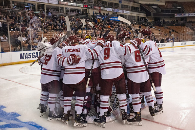 UMass mens hockey played against Harvard in the 2019 NCAA Mens Northeast Regional in Manchester, N.H., at SNHU Arena on Friday, March 29, 2019. (Photo by Judith Gibson-Okunieff)