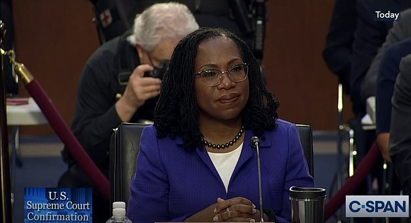 Ketanji Brown Jackson delivers opening remarks at her confirmation hearing. From C-SPAN. 