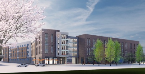 Artist rendering of what the new apartments will look like on Massachusetts Ave. Courtesy of Edward Blaguszewski