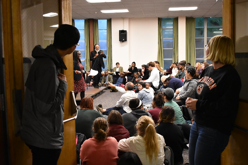 Students listen to Dr. Amilcar Shabazz speak at the Racial Profiling Teach-In at the Student Union, Amherst MA. Joe Frank/Daily Collegian (2018). 