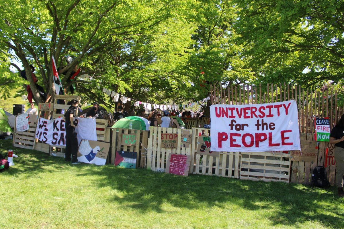 Student protesters established an encampment on Student Union South Lawn.