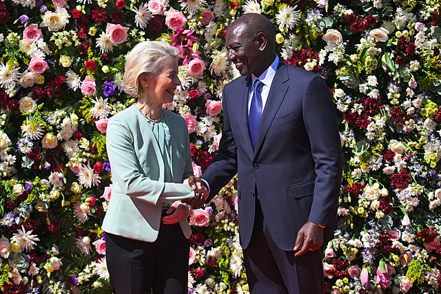 Ursula von der Leyen, commissioner of the European Union, meeting with William Ruto, president of Kenya. President Ruto is the Chair of the Committee of African Heads of State and Government on Climate Change. Courtesy of Wikimedia Commons. 