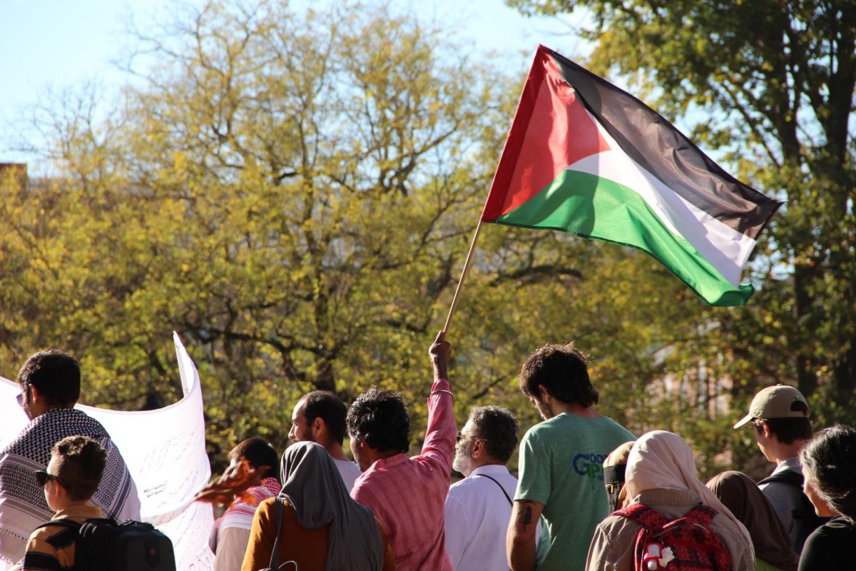 Students for Justice in Palestine held a funeral processional from South Lawn to Whitmore and Isenberg on 11/01/24. 