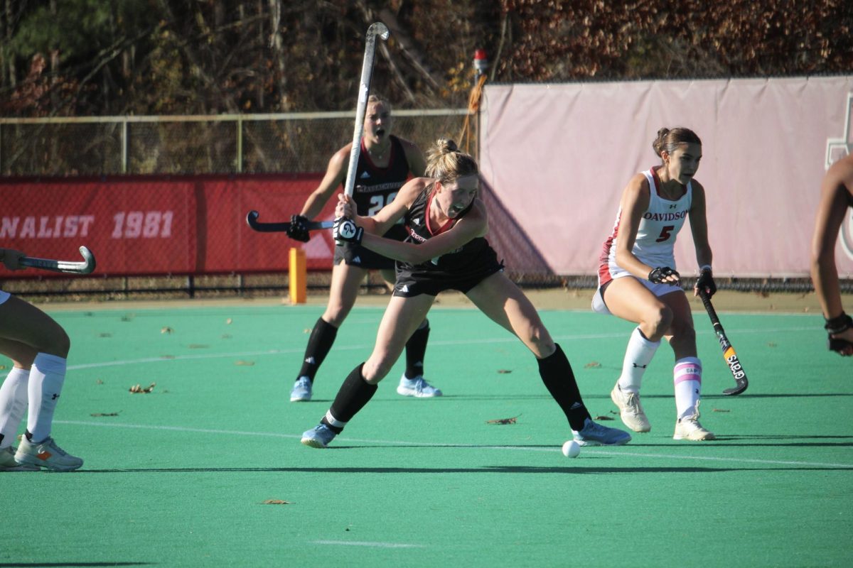 Claire Danahy takes a drive toward Davidson's goal at Gladchuk Stadium on 11/1/24